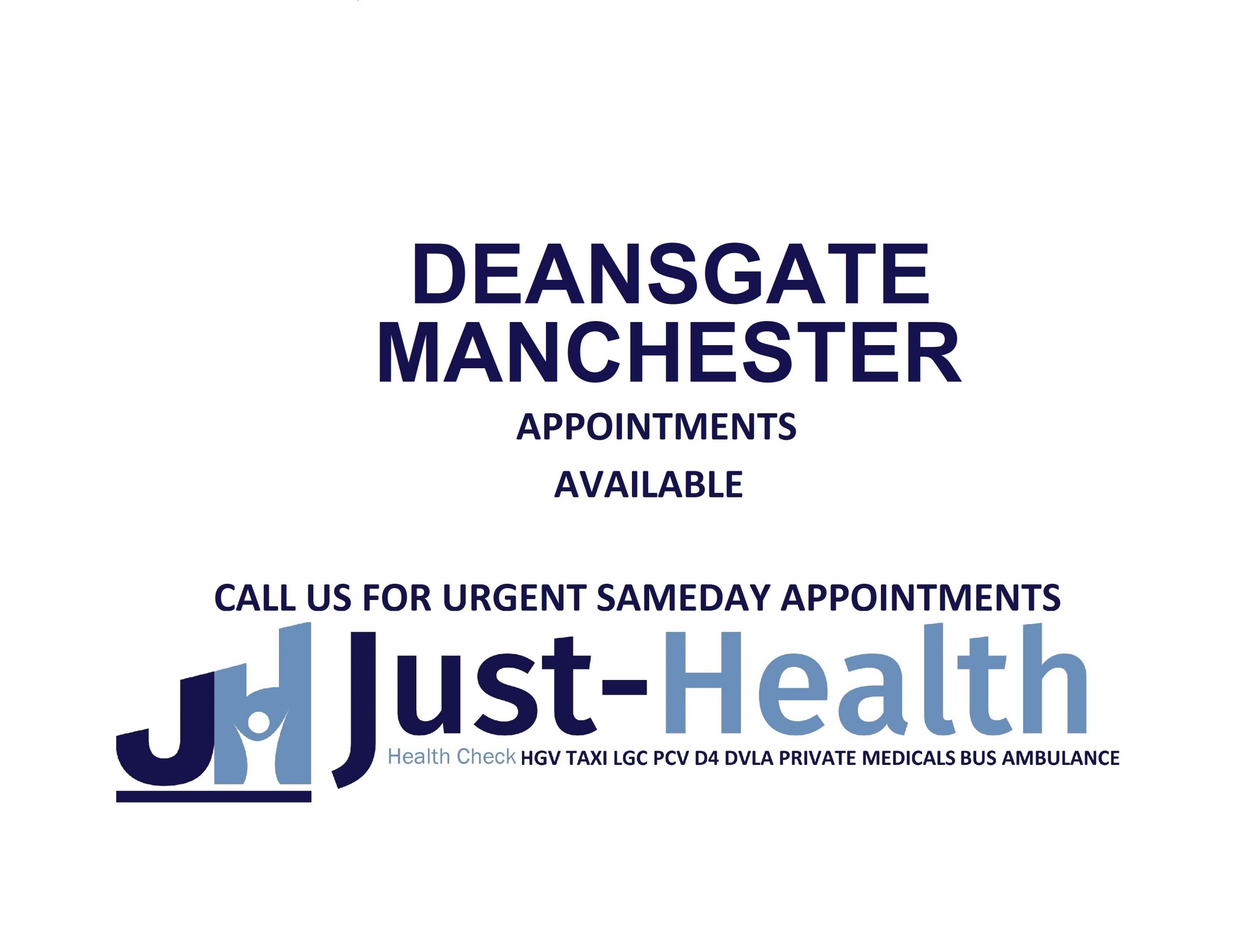 Deansgate Manchester hgv medical just health drivers Medical Just Health Driver medicals D4 HGV Medical LGV Medical PCV Medical C1 Medical Boxing Medical Asbestos Medical OEUK Medical firearms shotgun Off Shore Medical Safety Critical medical Fit to work Gp Medical Clinic