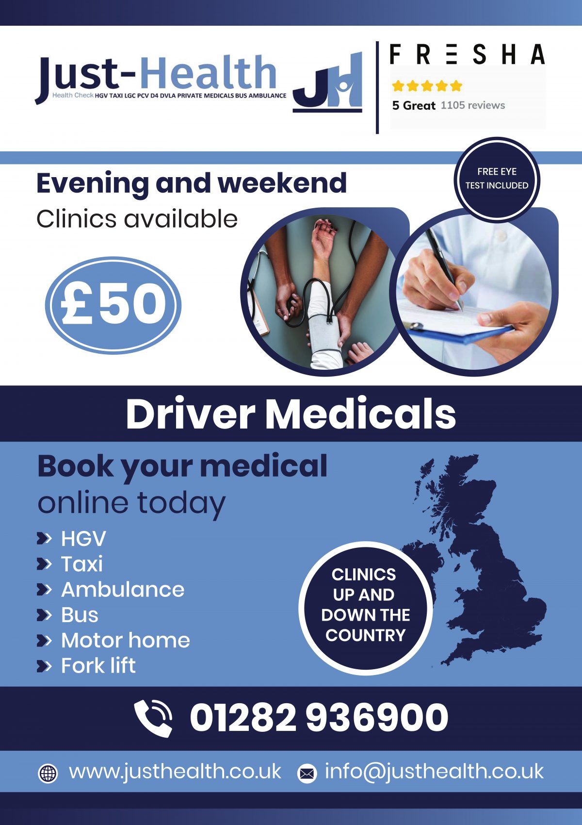 D4 Medicals HGV £50 inc eye test 50+ locations Near You